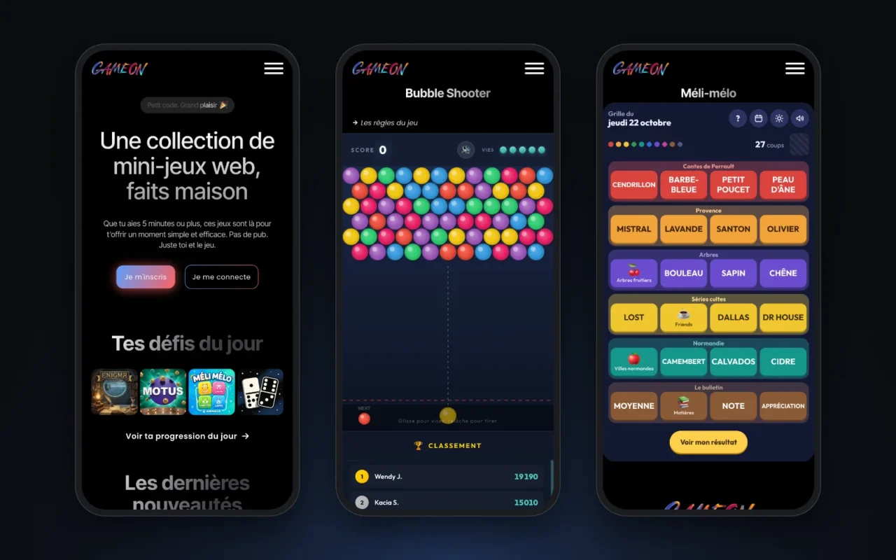 Version mobile de mon site Game On