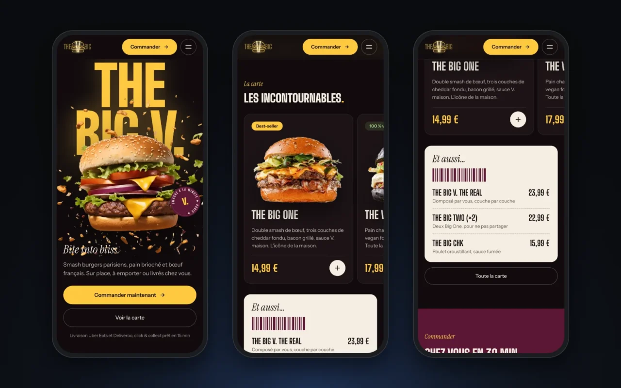 Version mobile du site The big V.