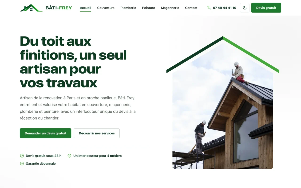 Page d’accueil du site Bâti-Frey