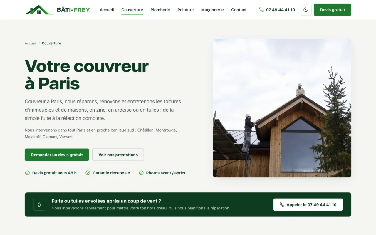 Page Couverture du site Bâti-Frey