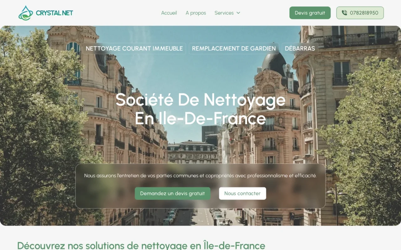 Page d'accueil du site Crystal-Net