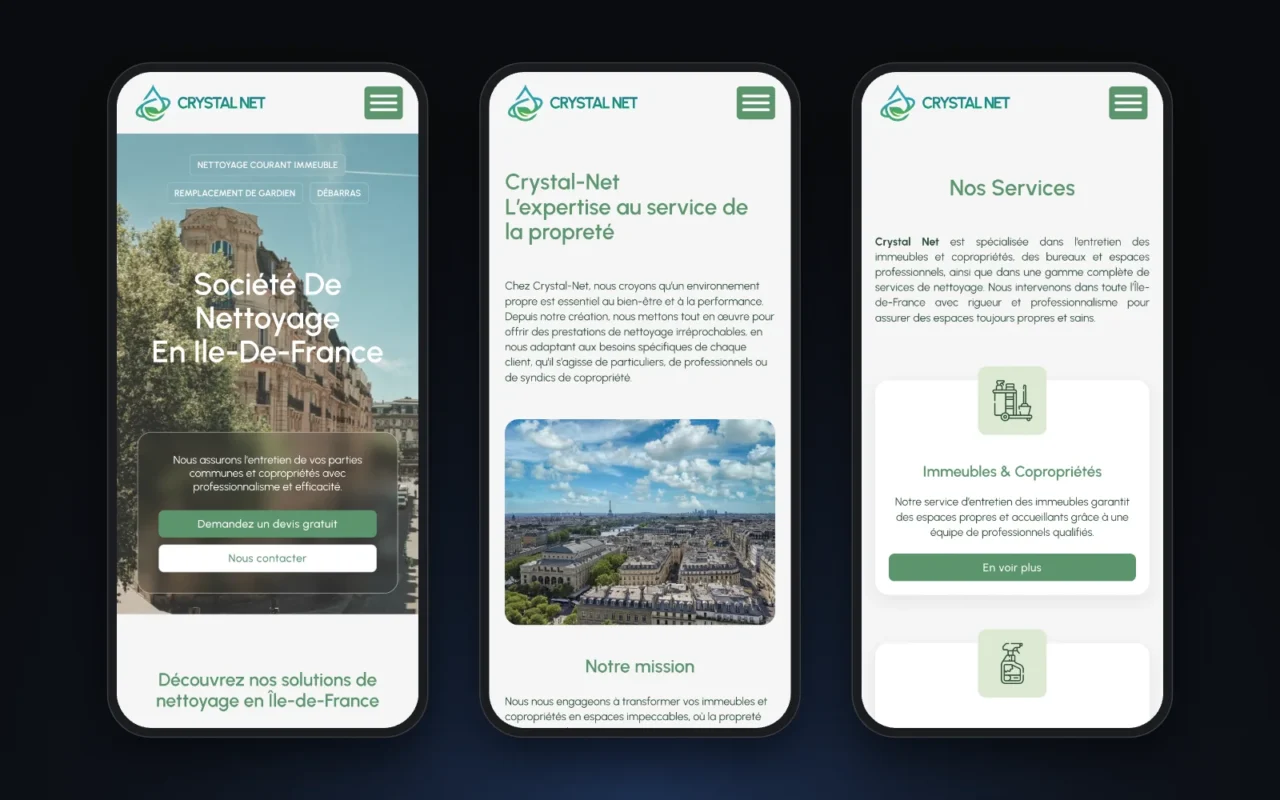 Version mobile du site Crystal-Net