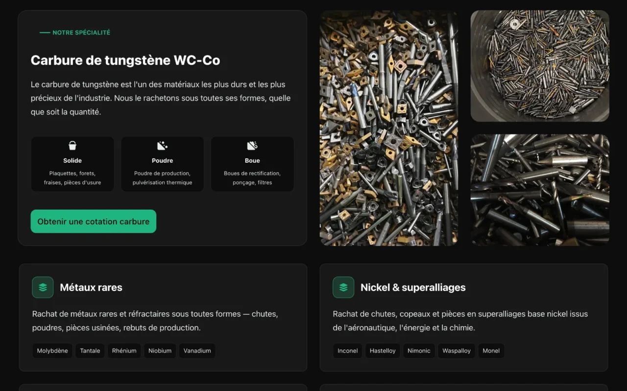 Section Services du site LWM-Recycling.lu