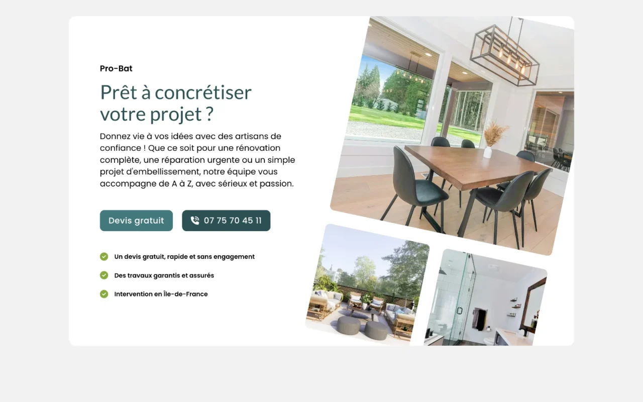 Call to Action de la page d'accueil