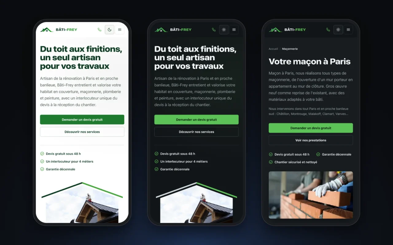 Version mobile du site Bâti-Frey