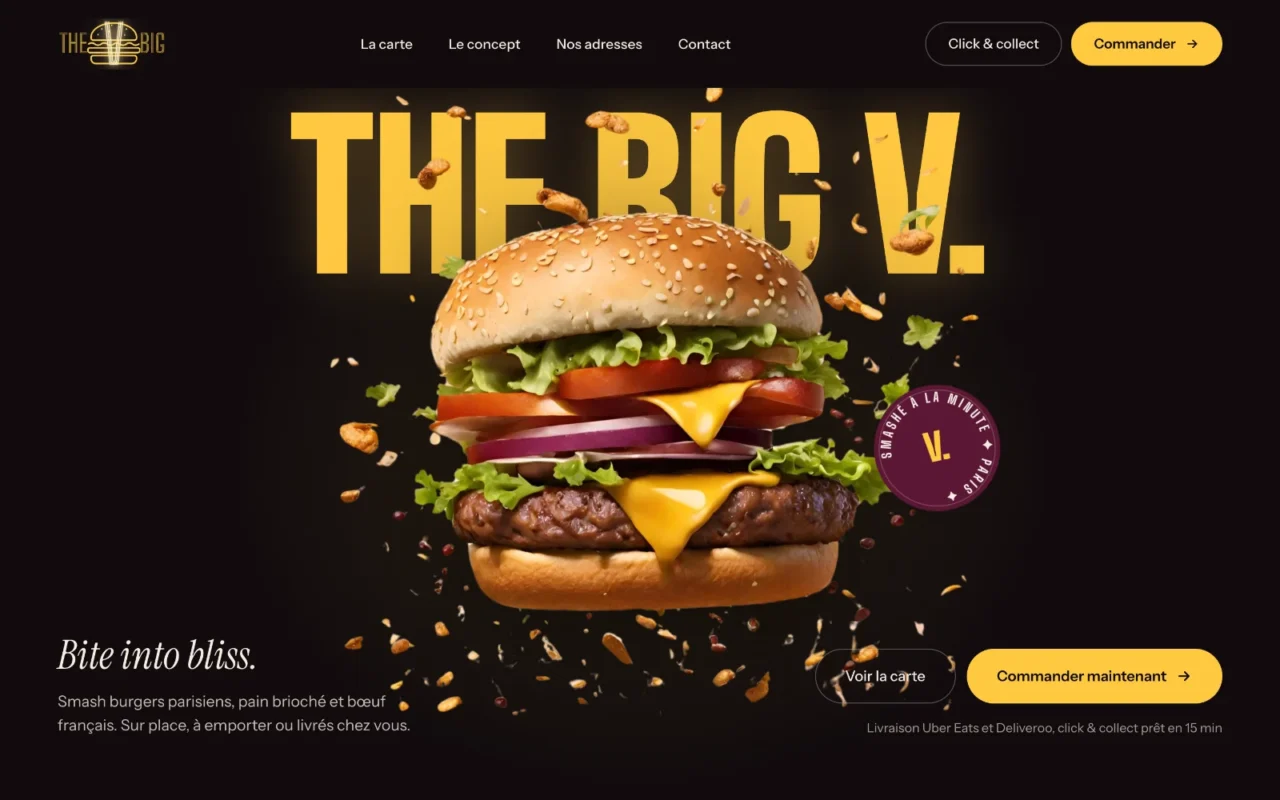 Page d'accueil du site The Big V.