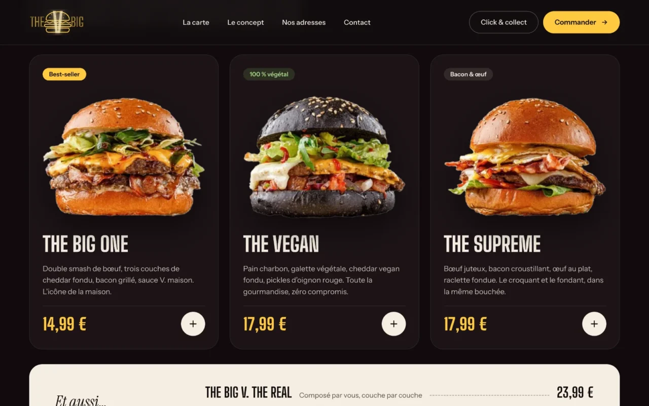 Section Menu de The Big V.